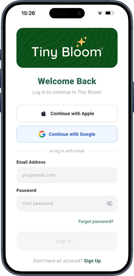 Mobile app screen